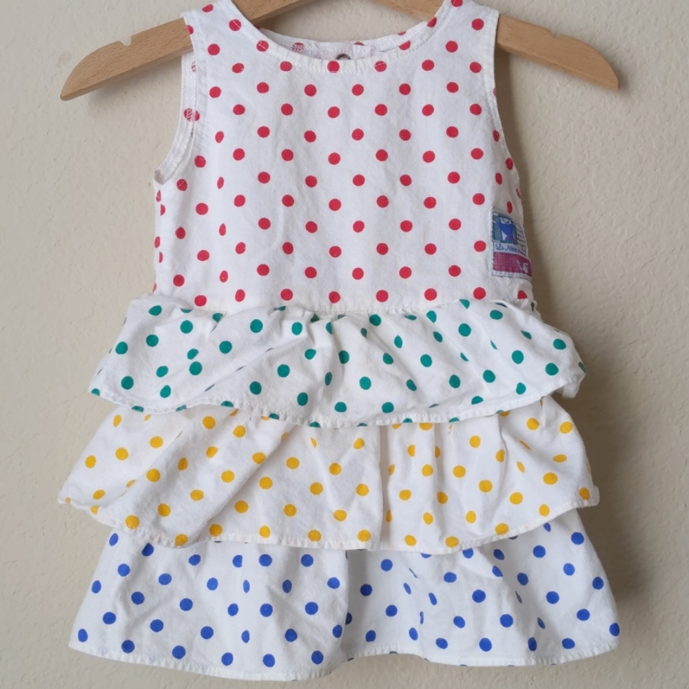 Vintage La Mere Michele Polka Dot Ruffle Dress, 6m